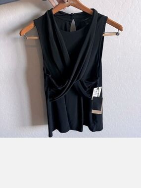 Nordstrom Halogen Black Sleeveless Twist-Front Top